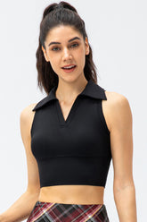 Cropped Collared Yoga Tank - Shah S. Sahota